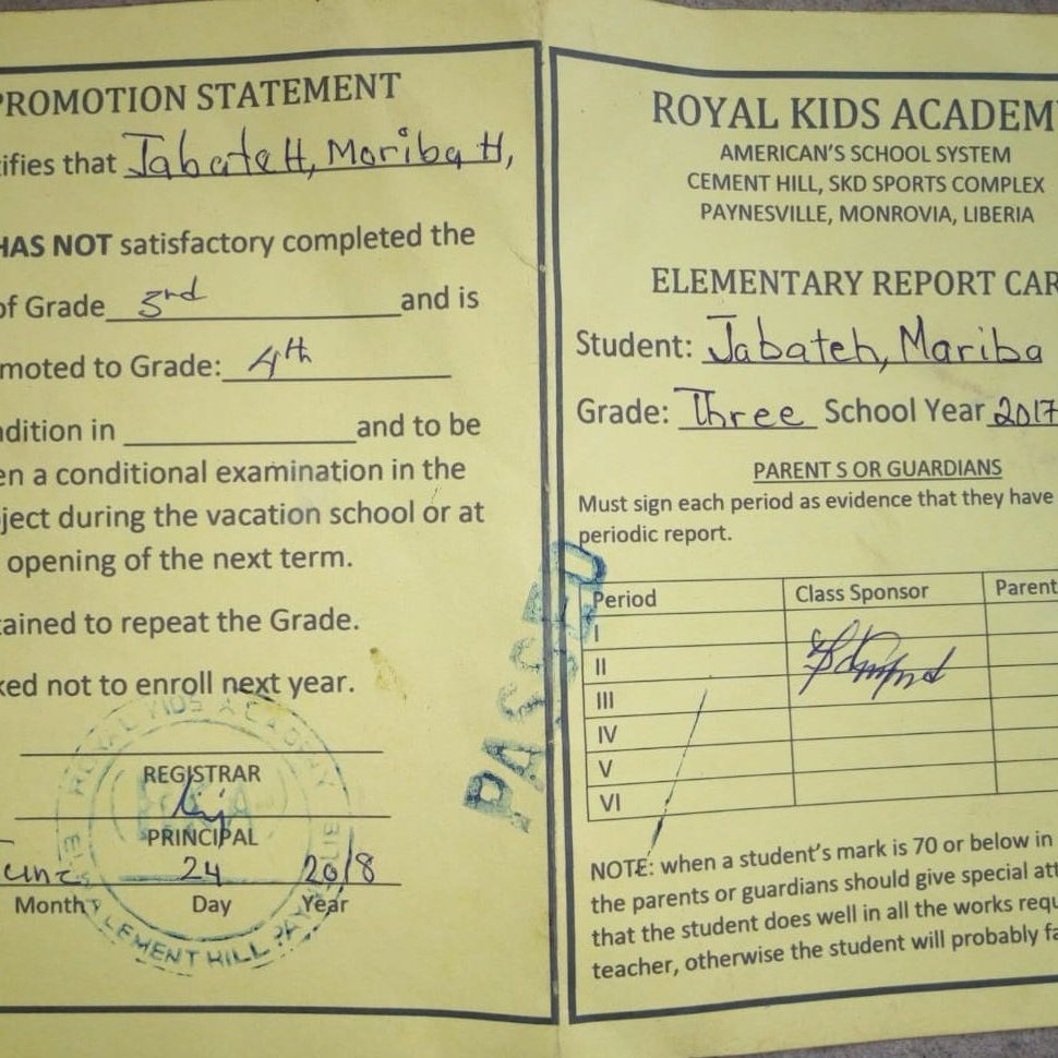 Moriba School Report